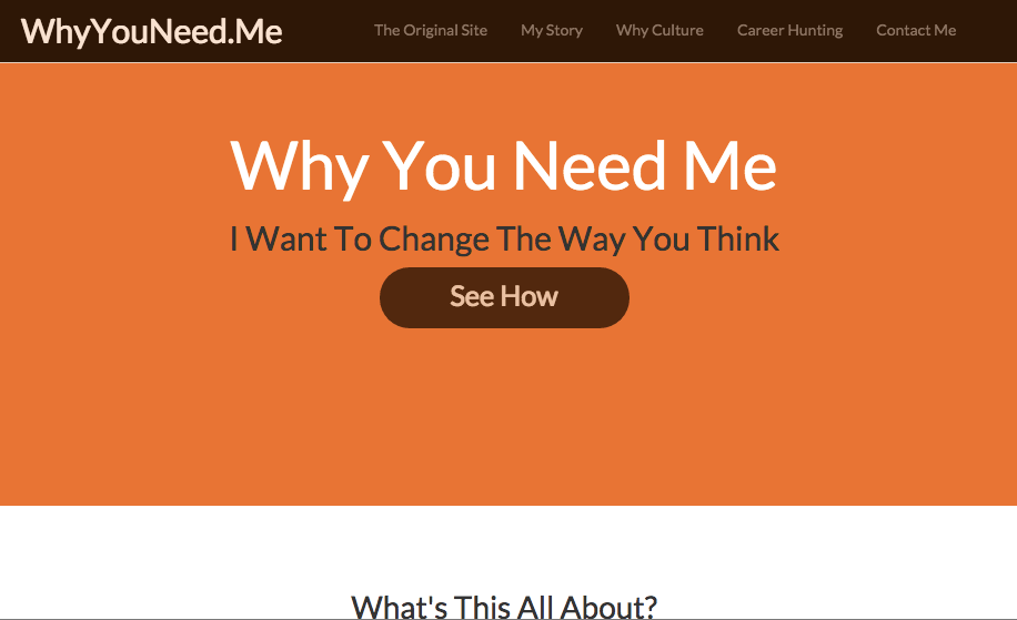 Why You Need Me is Elad Schor's brand website for career hunting